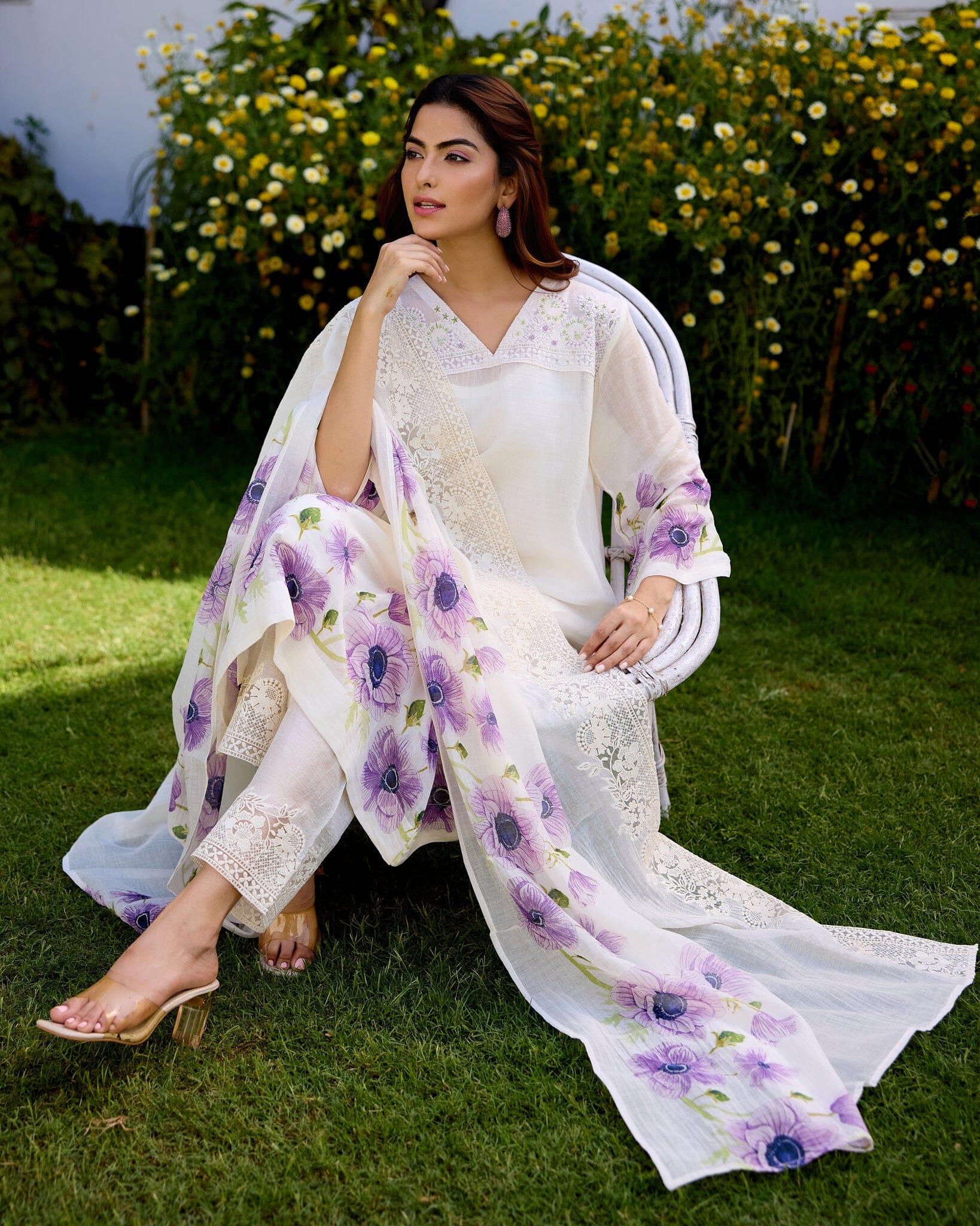 LOVING FLOWER CHILD- SET OF 3( KURTA,PANT&DUPATTA) Naaz By Noor 