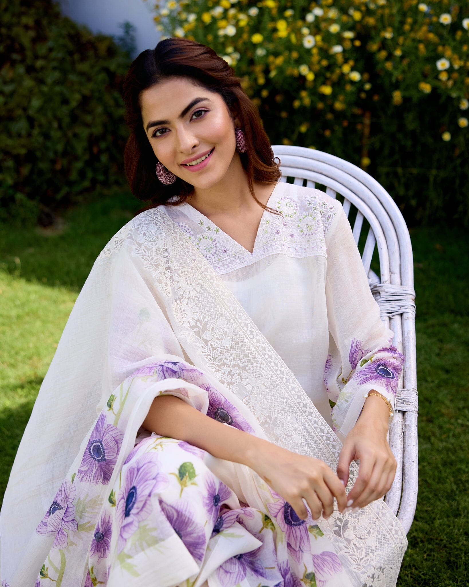 LOVING FLOWER CHILD- SET OF 3( KURTA,PANT&DUPATTA) Naaz By Noor 