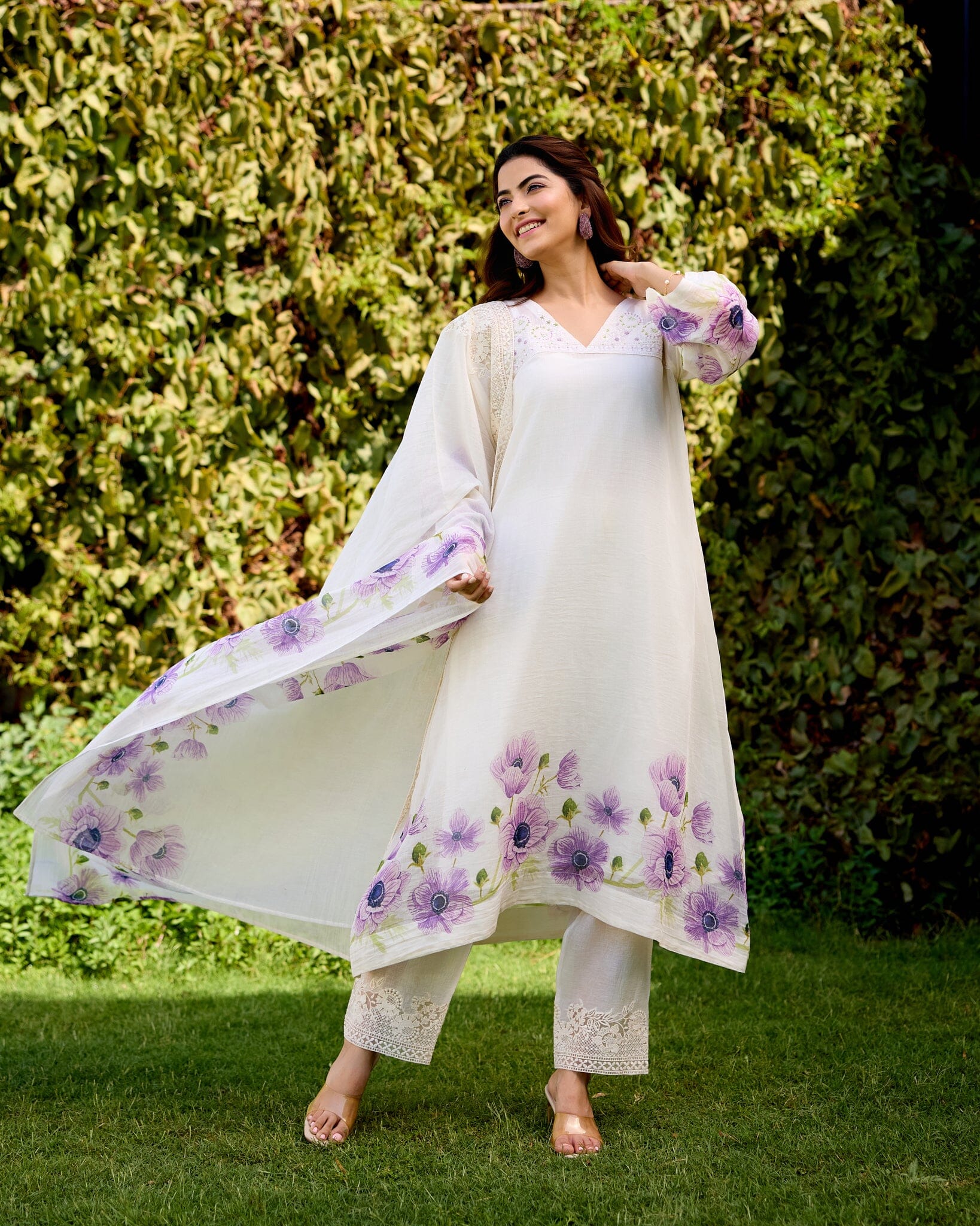 LOVING FLOWER CHILD- SET OF 3( KURTA,PANT&DUPATTA) Naaz By Noor 