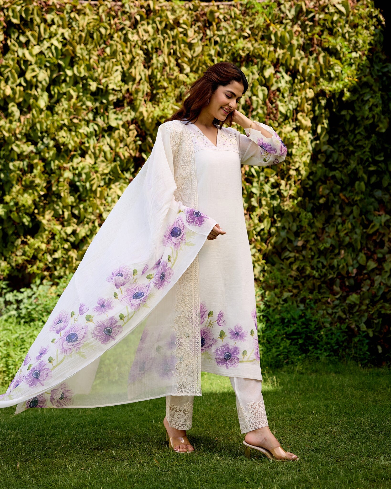 LOVING FLOWER CHILD- SET OF 3( KURTA,PANT&DUPATTA) Naaz By Noor 
