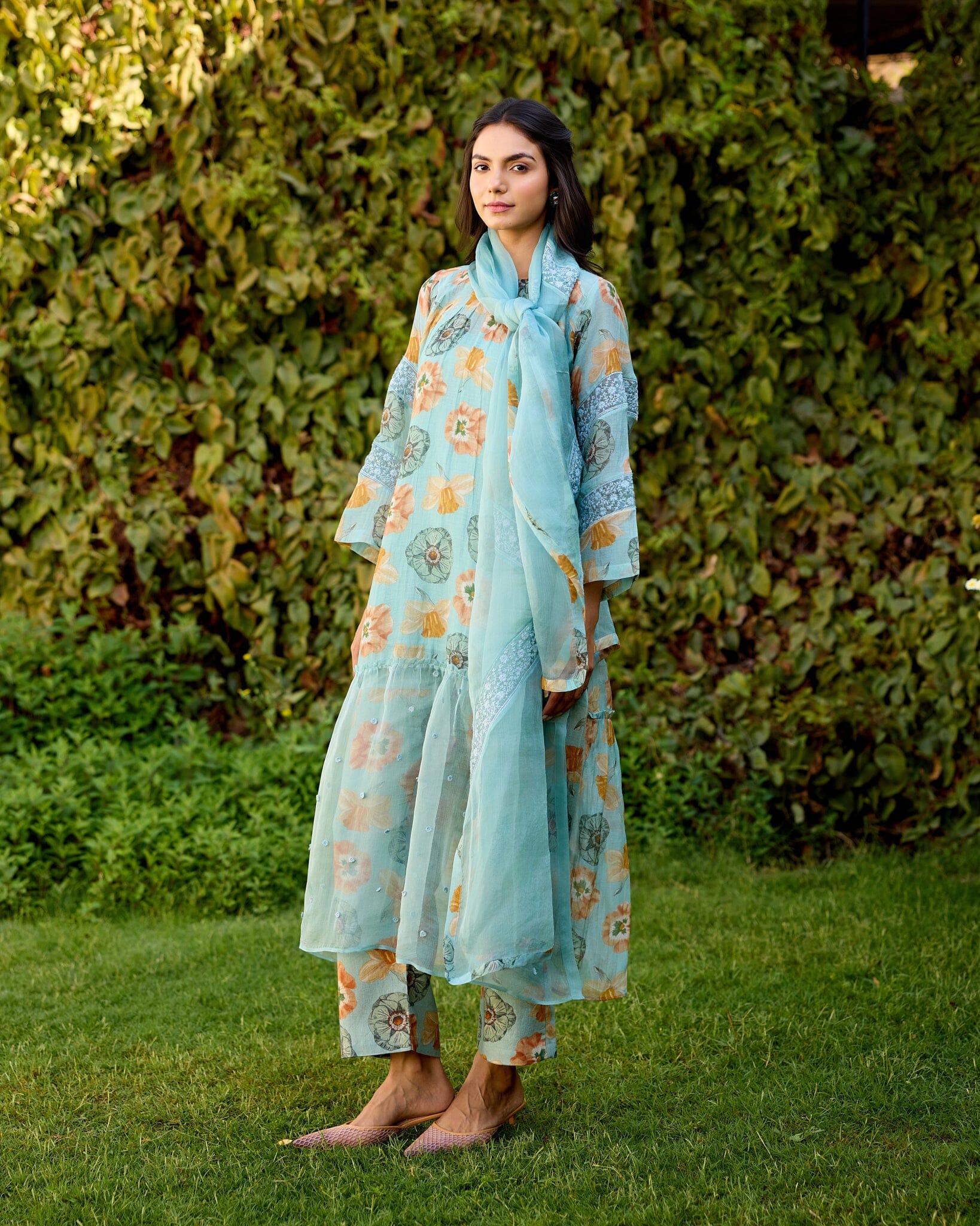 LUSH FLOWER CHILD -SET OF 3( KURTA,PANT & DUPATTA) Naaz By Noor 