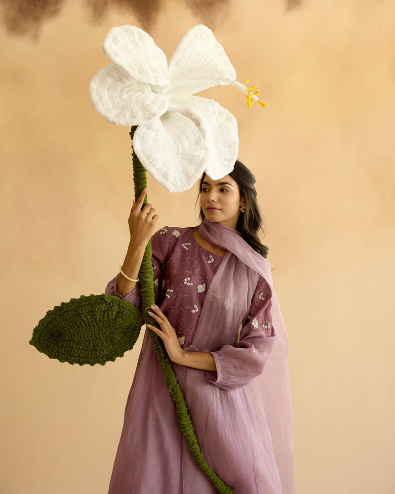 PEACEFUL FLOWER CHILD-SET OF 3( KURTA,PANT& DUPATTA) Naaz By Noor 