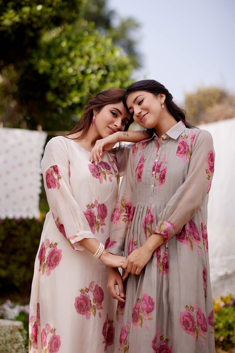 PINK ROSE fields- set of 2 ( kurta & pant) Naaz By Noor 