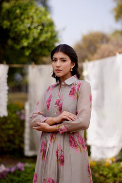 PINK ROSE fields- set of 2 ( kurta & pant) Naaz By Noor 