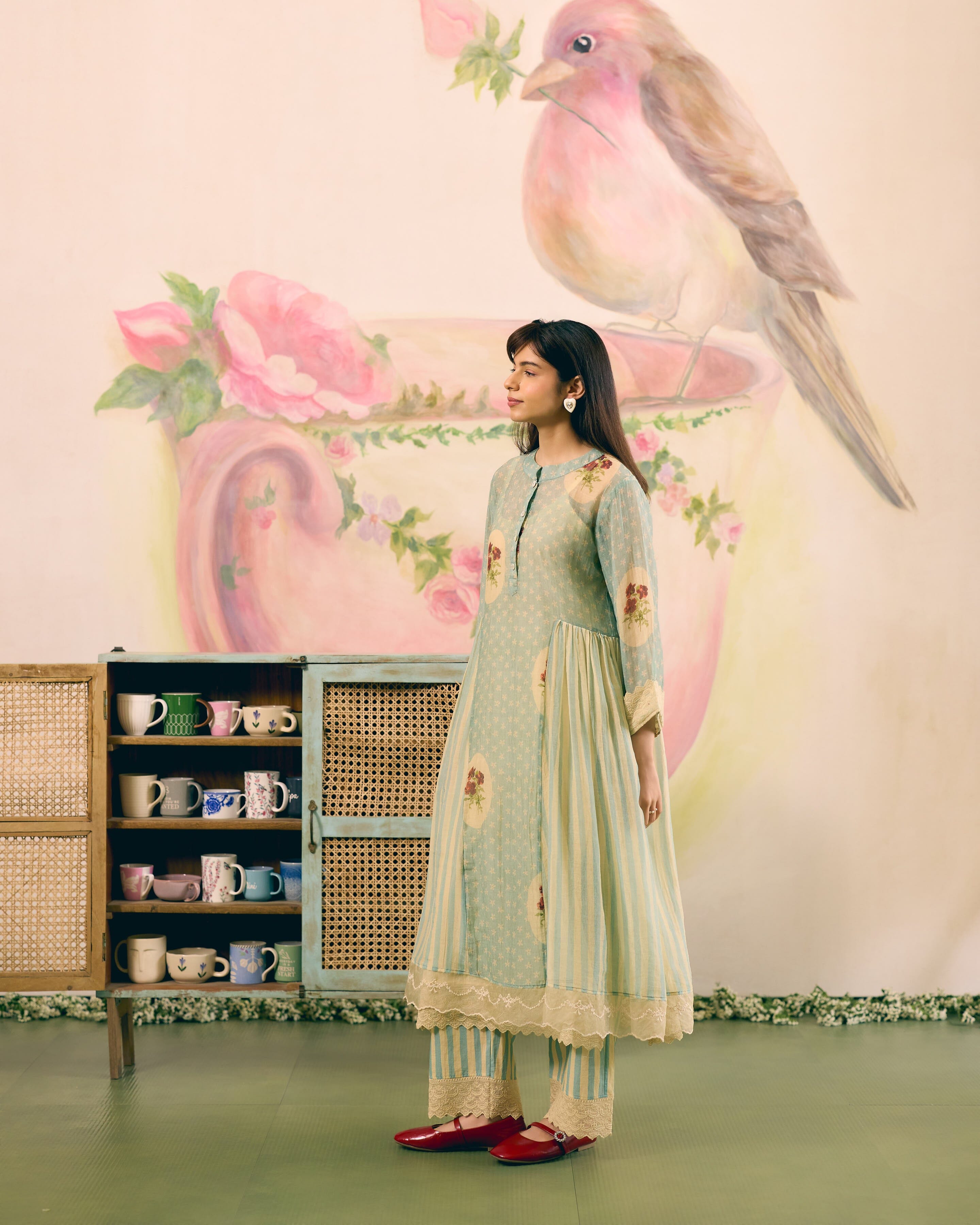 PRINTED SUMMER BLUE- SET OF 3 ( KURTA,PANT & DUPATTA) Naaz By Noor 