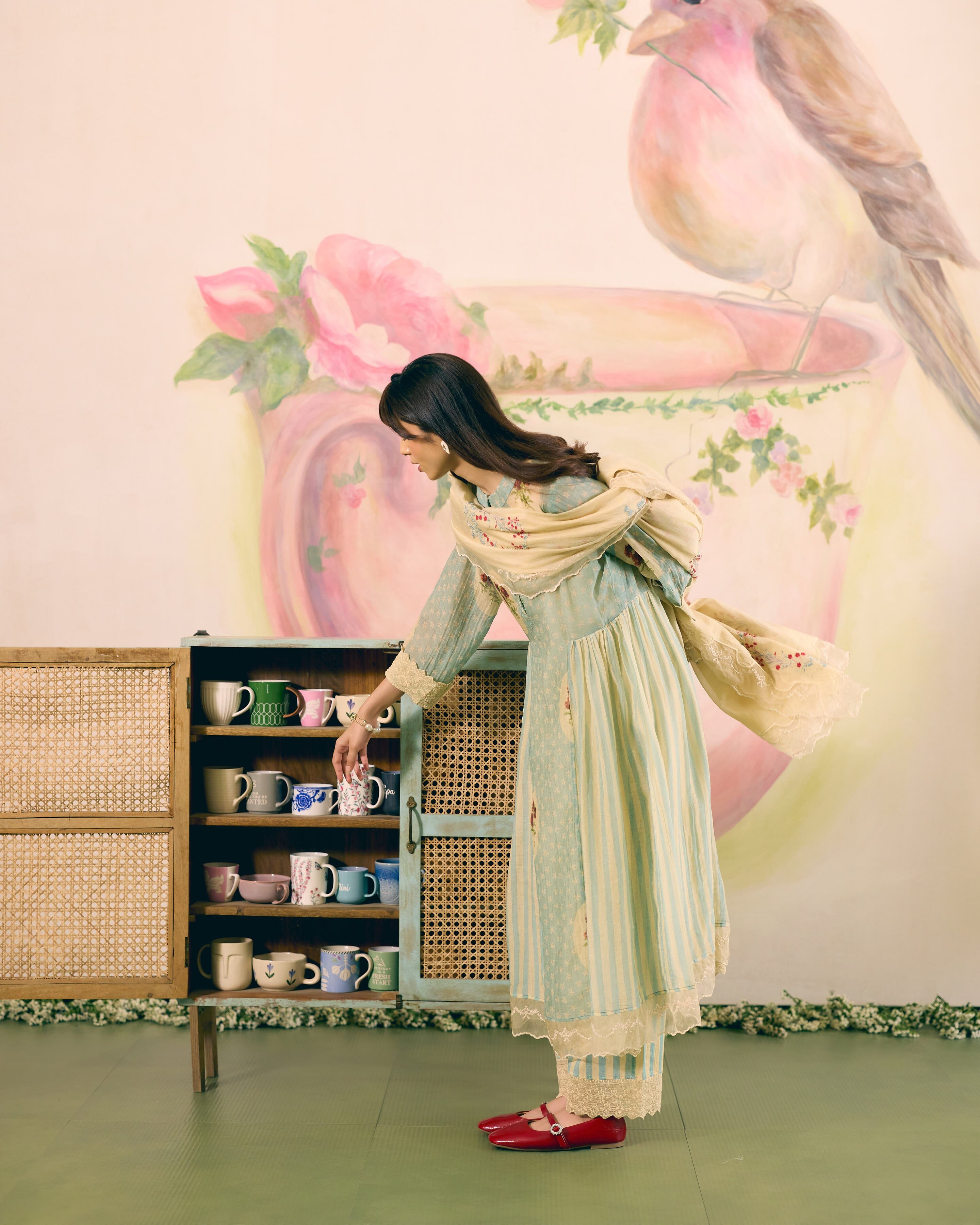 PRINTED SUMMER BLUE- SET OF 3 ( KURTA,PANT & DUPATTA) Naaz By Noor 