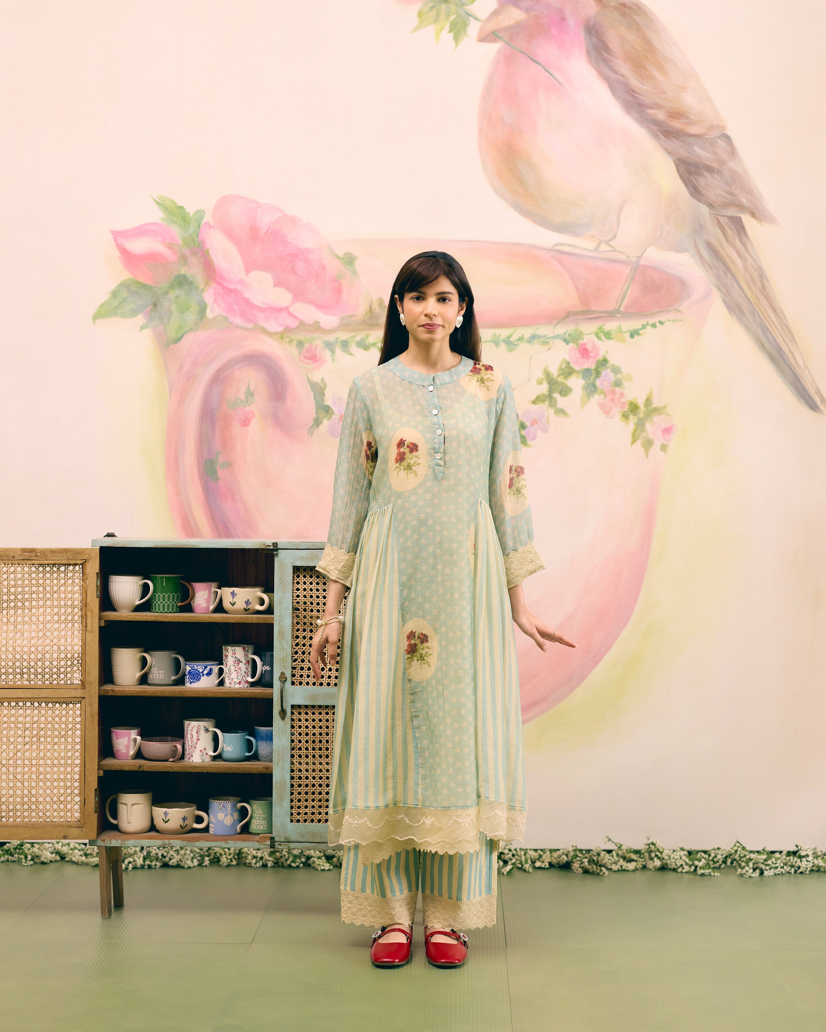 PRINTED SUMMER BLUE- SET OF 3 ( KURTA,PANT & DUPATTA) Naaz By Noor 