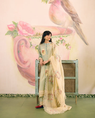 PRINTED SUMMER BLUE- SET OF 3 ( KURTA,PANT & DUPATTA) Naaz By Noor 