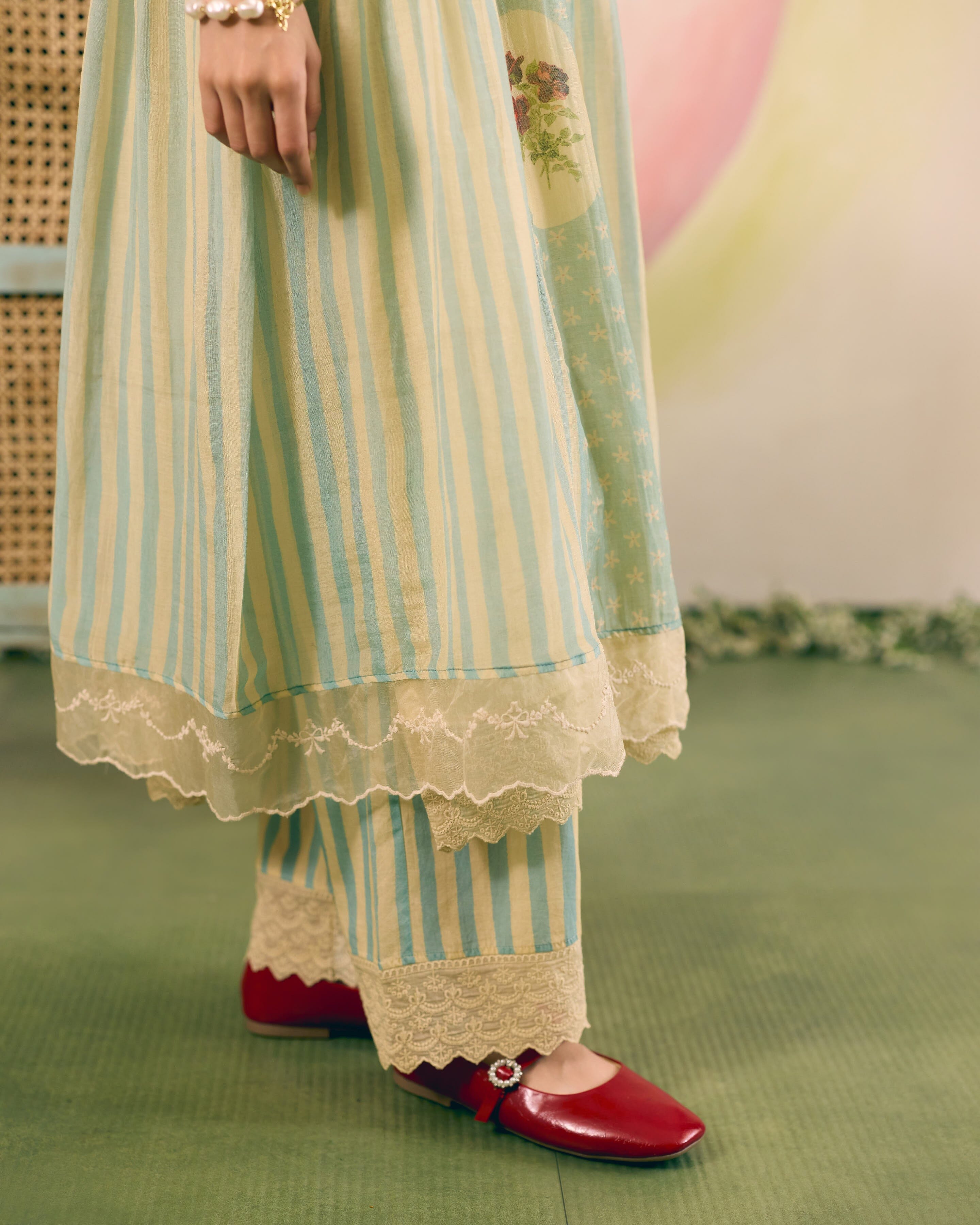 PRINTED SUMMER BLUE- SET OF 3 ( KURTA,PANT & DUPATTA) Naaz By Noor 