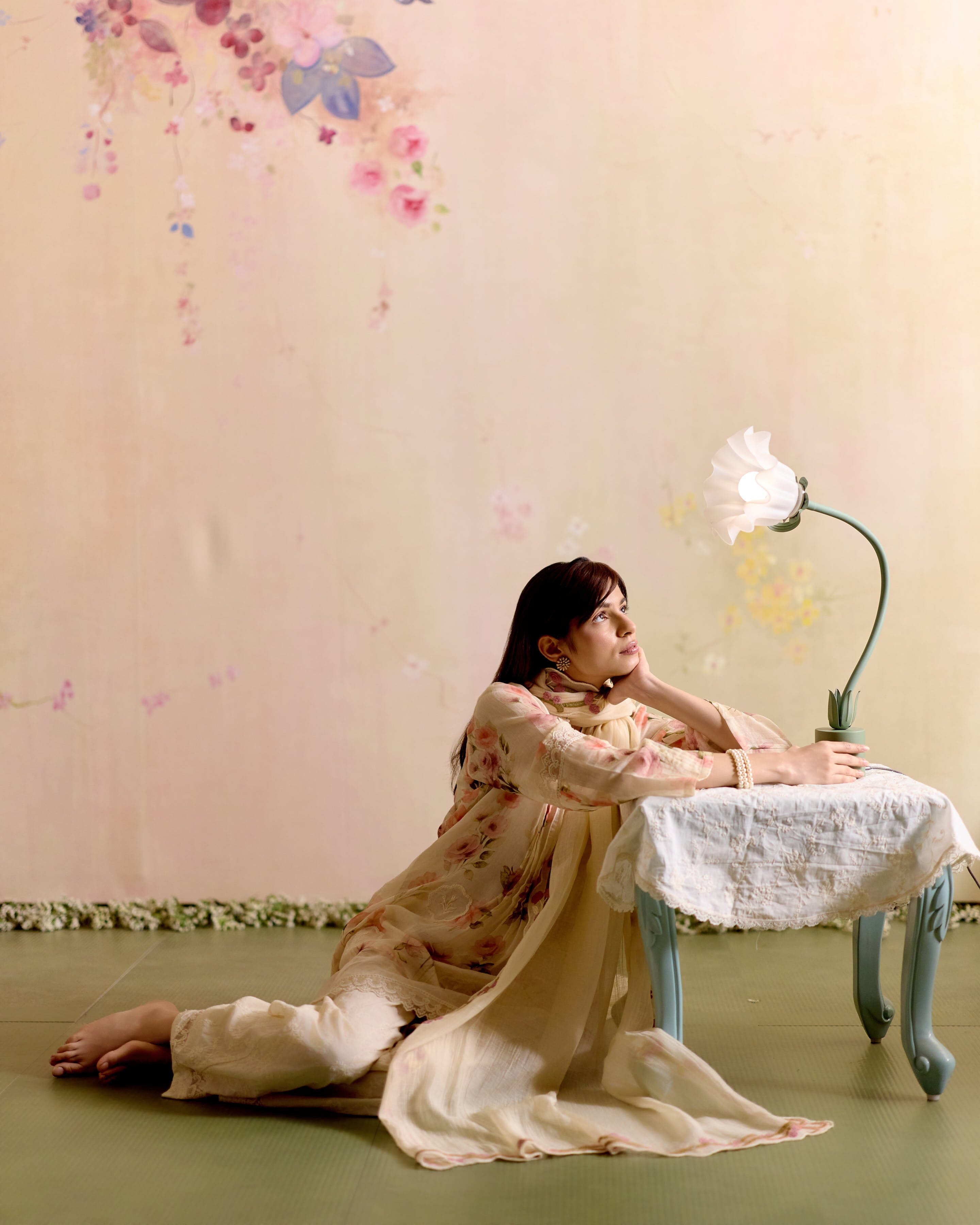 PRINTED SUMMER FLORAL - SET OF 3( KURTA,PANT & DUPATTA) Naaz By Noor 