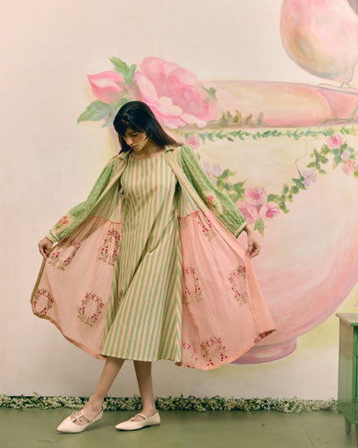 PRINTED SUMMER GREEN DRESS - SET OF 2 Naaz By Noor 