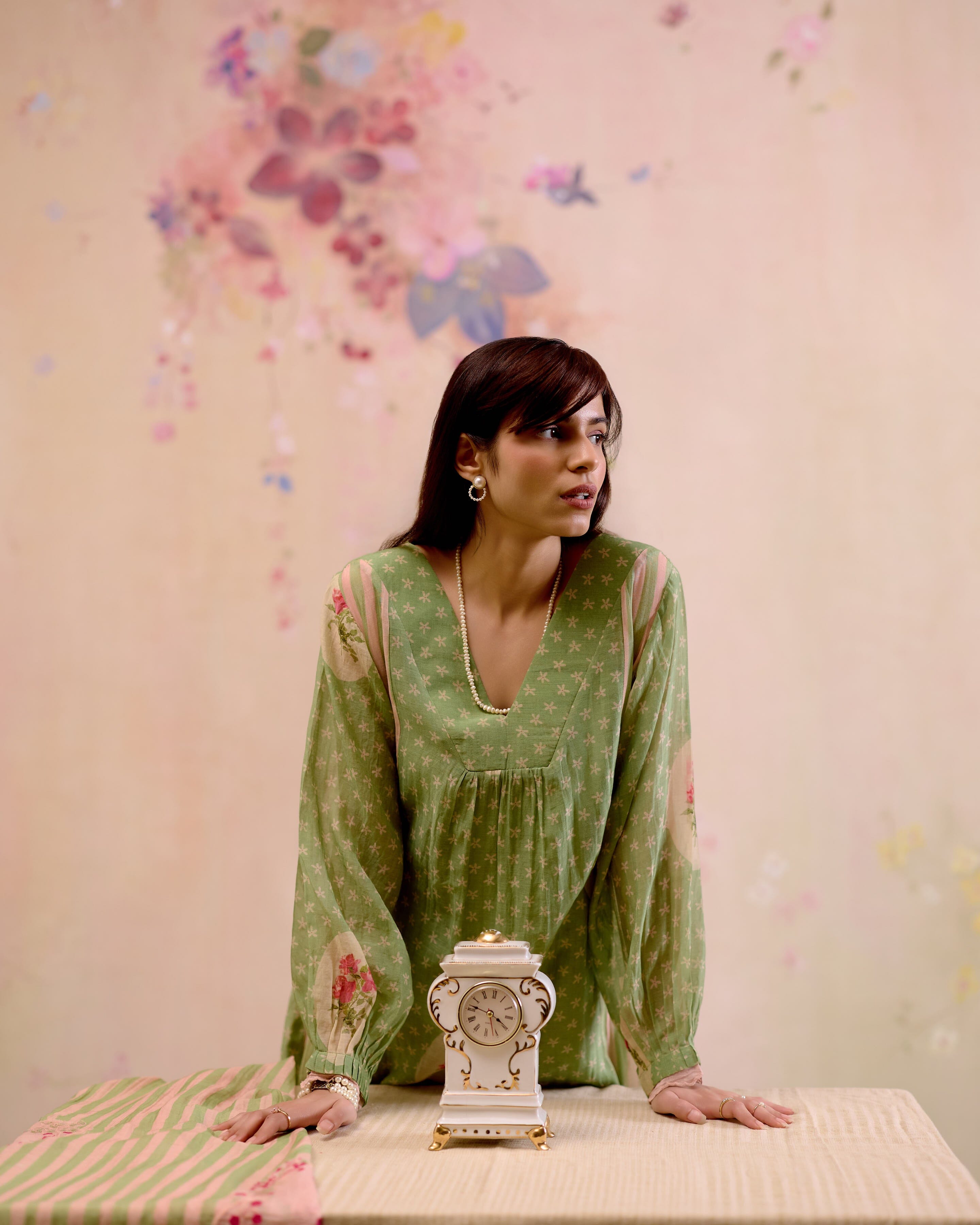 PRINTED SUMMER GREEN-SET OF 3( KURTA, PANT & DUPATTA) Naaz By Noor 