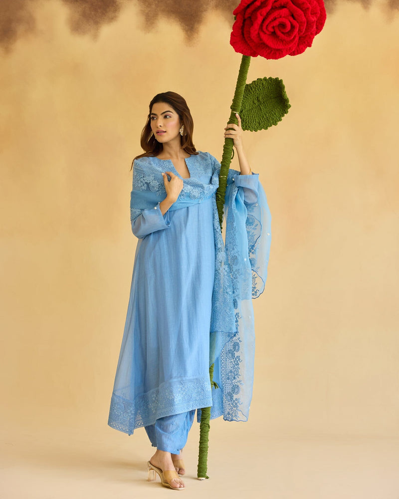 RAD FLOWER CHILD-SET OF 3(KURTA,PANT& DUPATTA) Naaz By Noor 