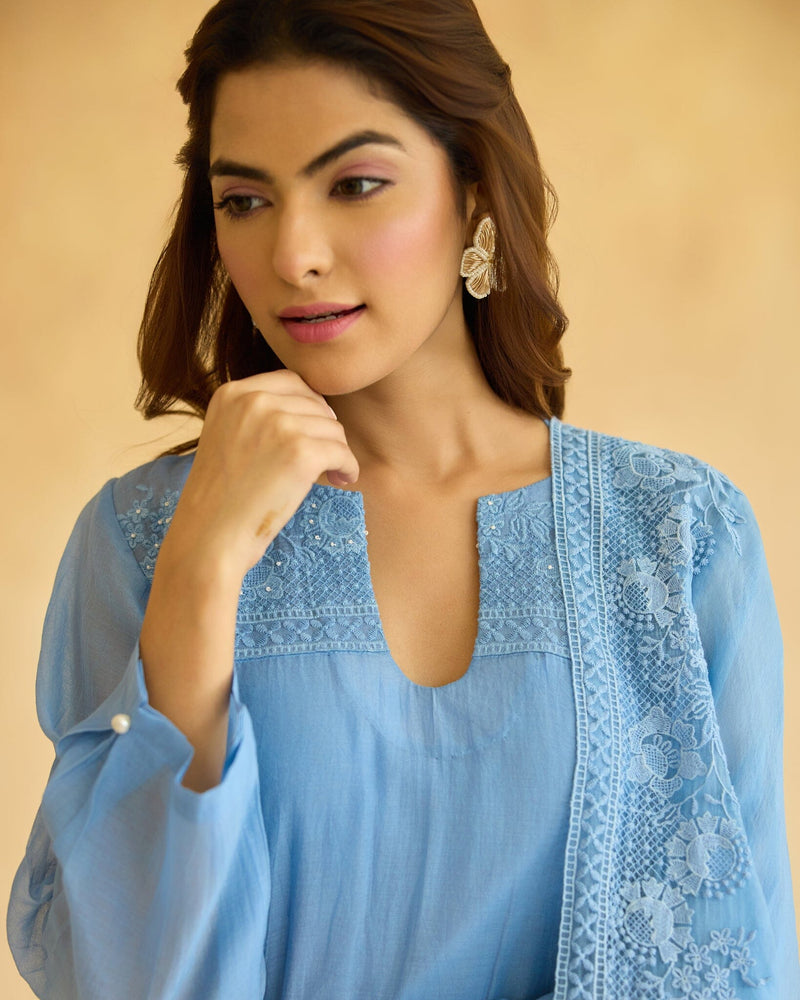 RAD FLOWER CHILD-SET OF 3(KURTA,PANT& DUPATTA) Naaz By Noor 