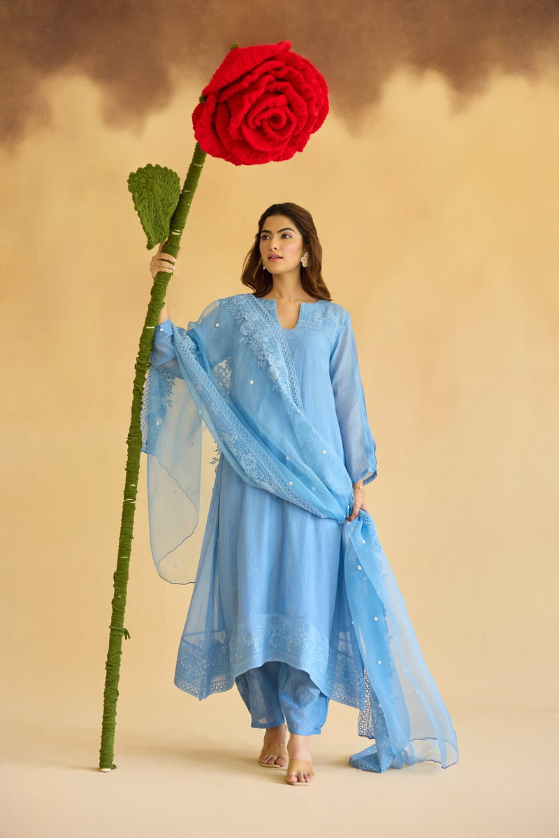 RAD FLOWER CHILD-SET OF 3(KURTA,PANT& DUPATTA) Naaz By Noor 