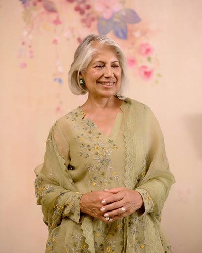 SOFT GREEN -SET OF 3( KURTA,PANT & DUPATTA) Naaz By Noor 