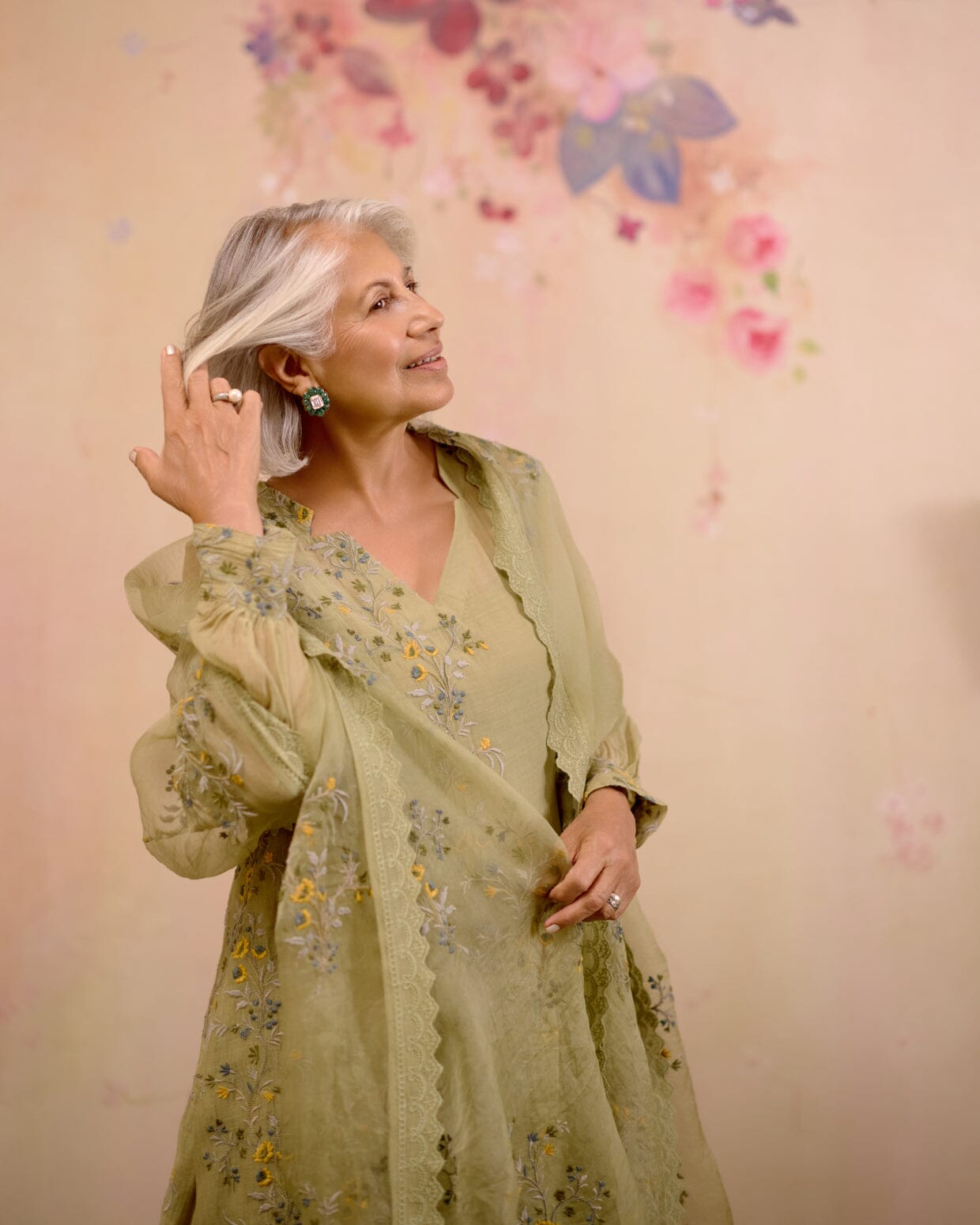 SOFT GREEN -SET OF 3( KURTA,PANT & DUPATTA) Naaz By Noor 