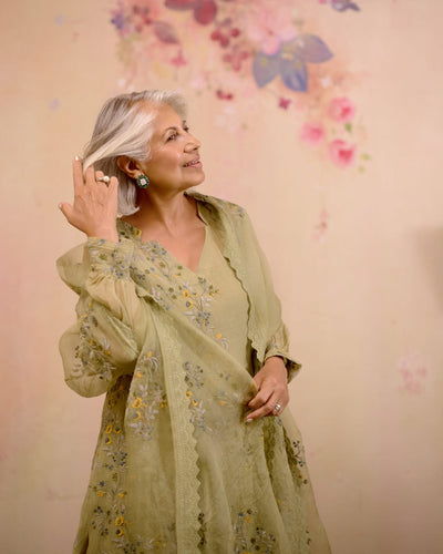 SOFT GREEN -SET OF 3( KURTA,PANT & DUPATTA) Naaz By Noor 