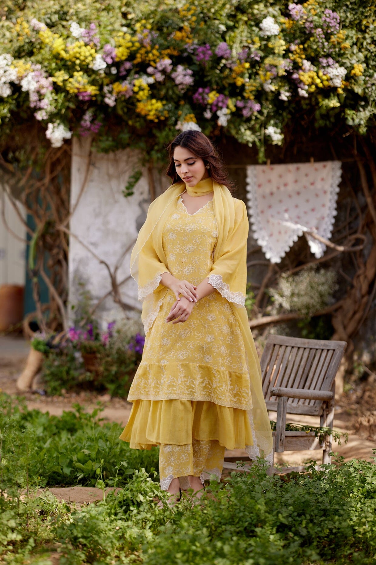 SUNFLOWER fields-set of 3 ( kurta, pant & dupatta) Naaz By Noor 