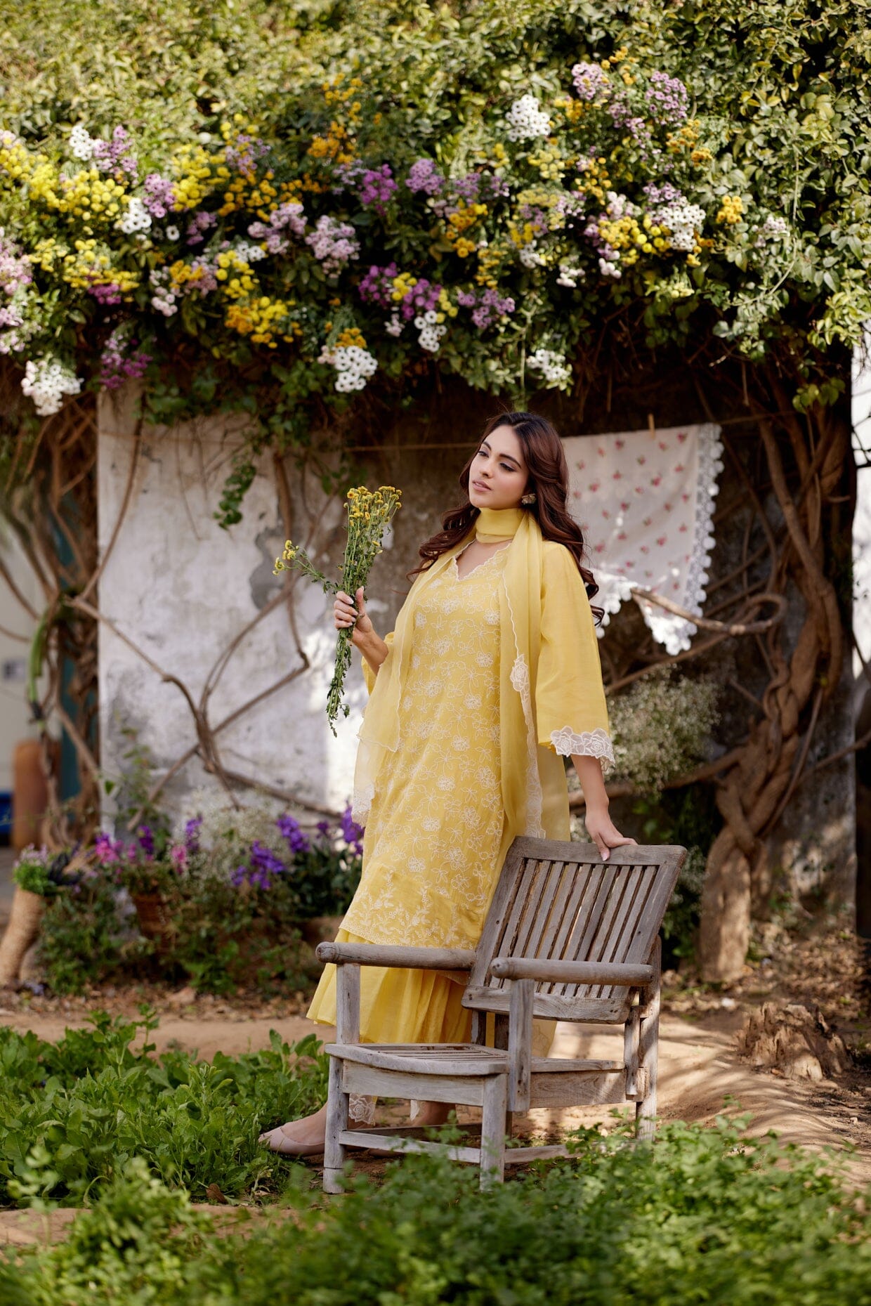 SUNFLOWER fields-set of 3 ( kurta, pant & dupatta) Naaz By Noor 