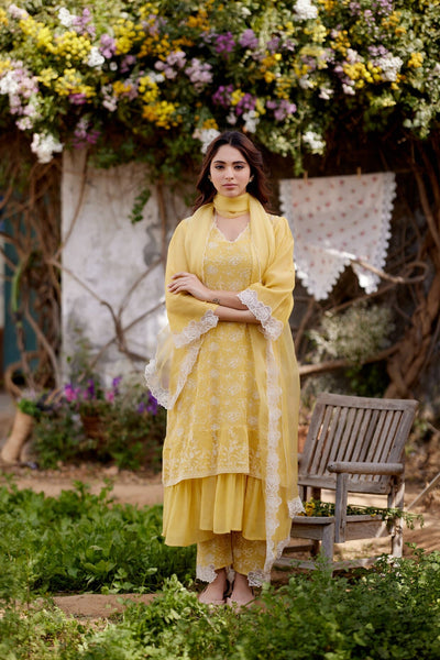 SUNFLOWER fields-set of 3 ( kurta, pant & dupatta) Naaz By Noor 