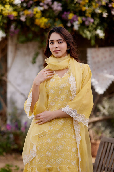 SUNFLOWER fields-set of 3 ( kurta, pant & dupatta) Naaz By Noor 