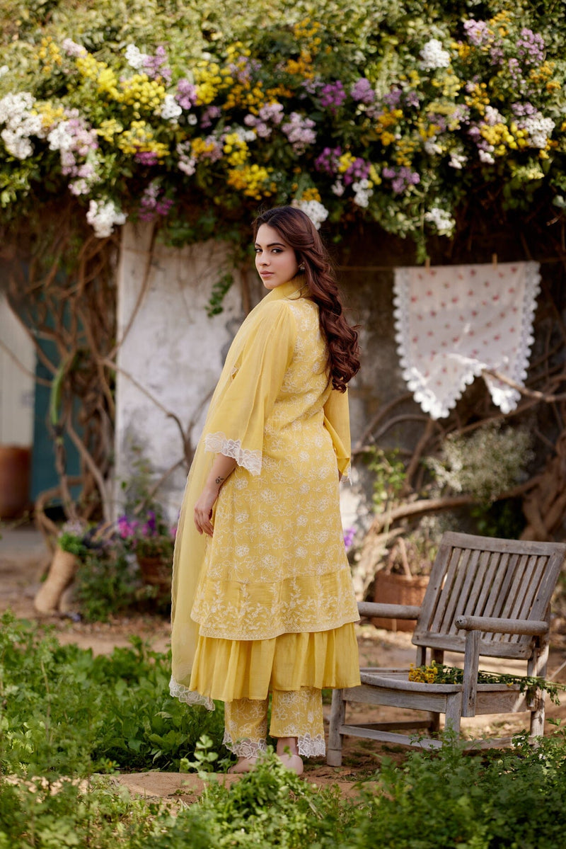 SUNFLOWER fields-set of 3 ( kurta, pant & dupatta) Naaz By Noor 