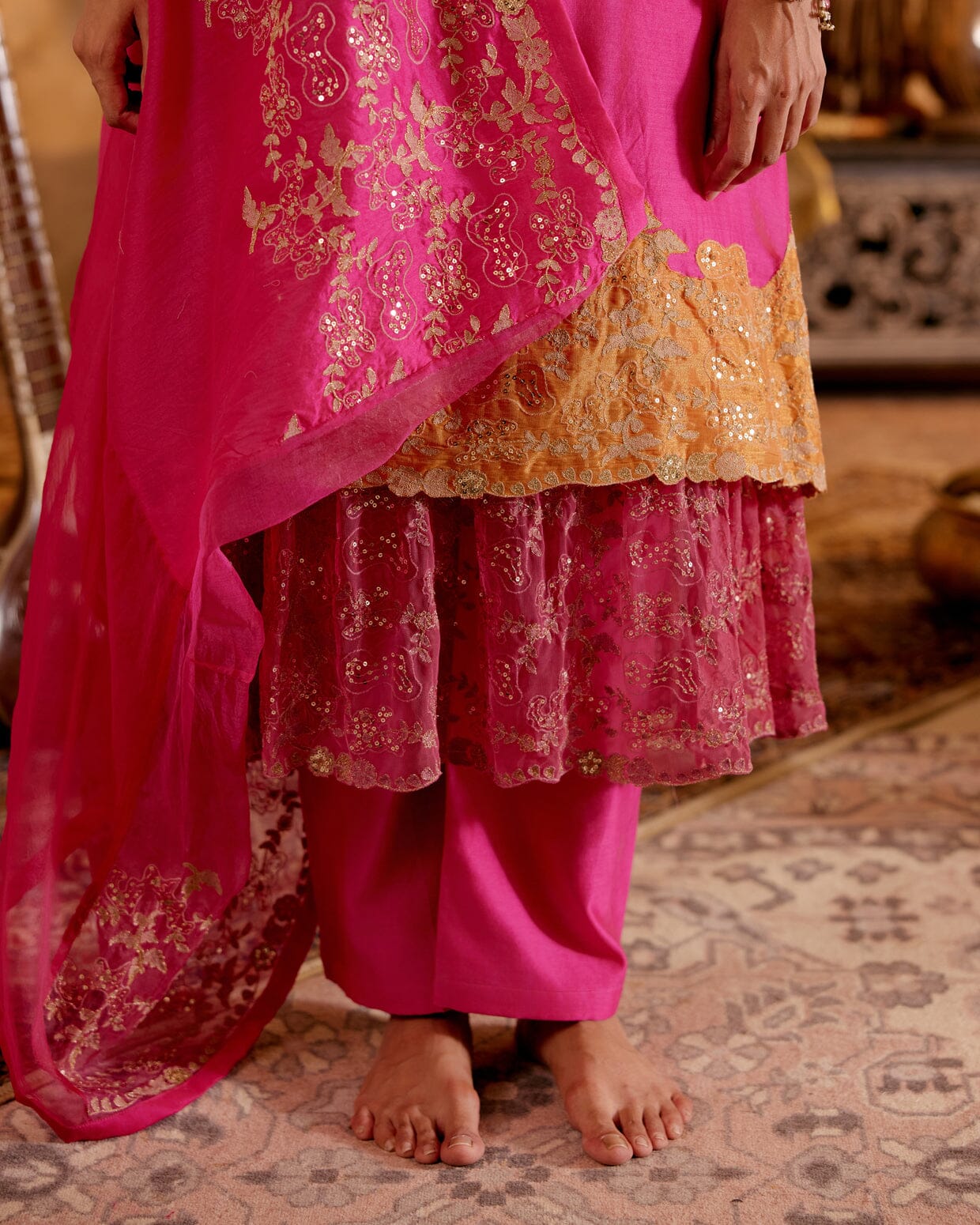 SURMAYI raag Darbari- set of 3( kurta, pant & dupatta) Naaz By Noor 