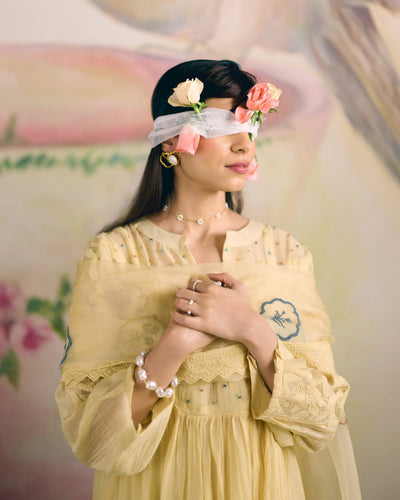 VINTAGE YELLOW- SET OF 3 ( KURTA, PANT & DUPATTA) Naaz By Noor 