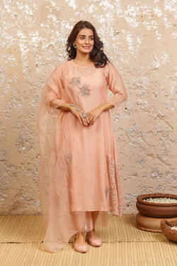 Baby Pink Kurta With Pants And Dupatta - Naaz By Noor