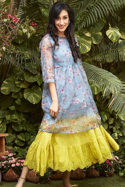 Blue and Green Dress - Naaz By Noor