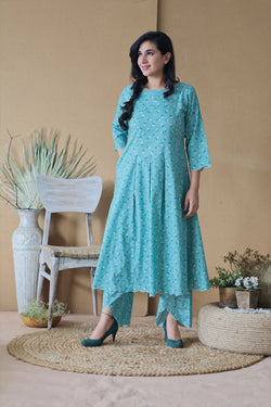 BLUE POPPY KURTA AND PANT - Naaz By Noor