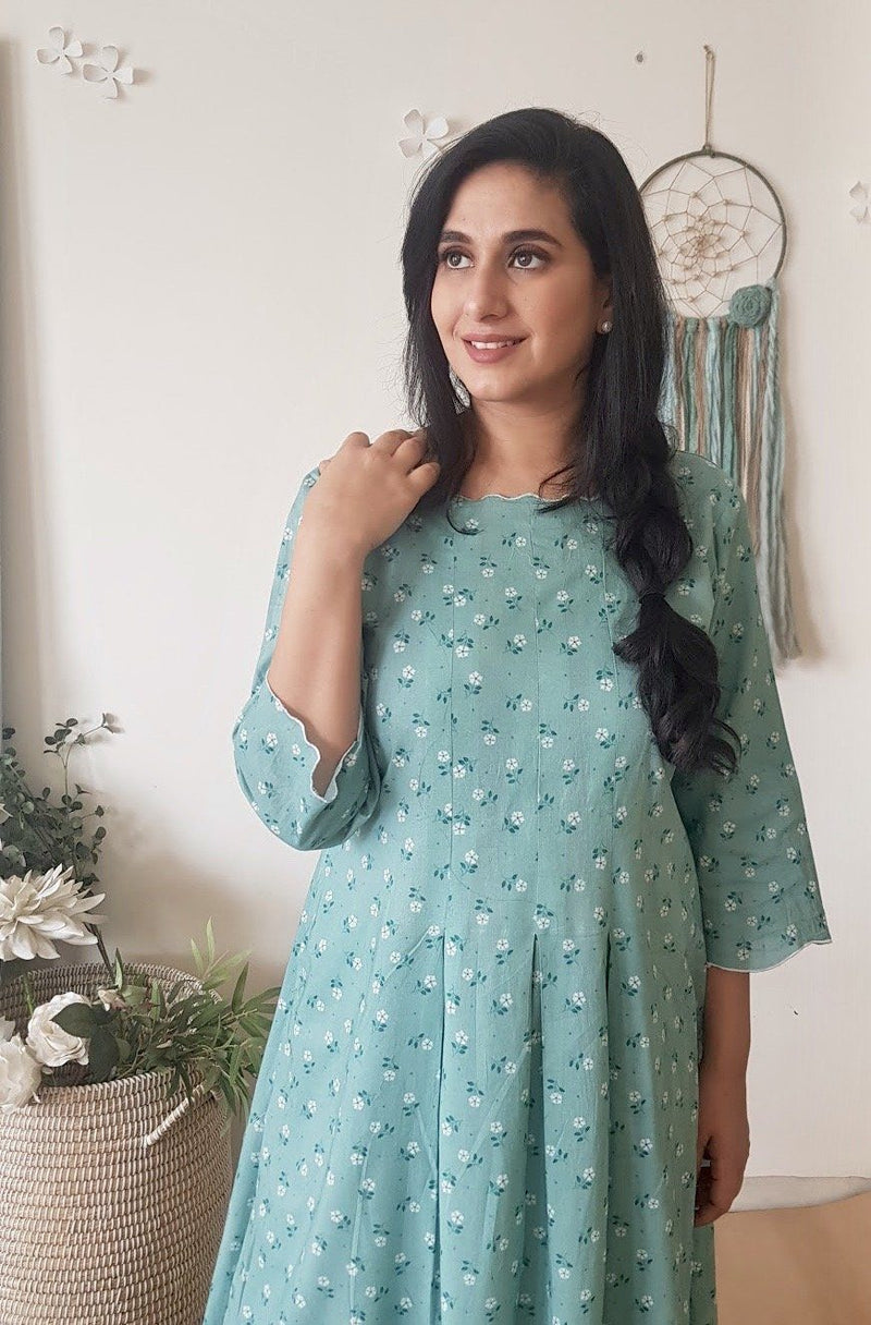 BLUE POPPY KURTA SET WITH DUPATTA - Naaz By Noor