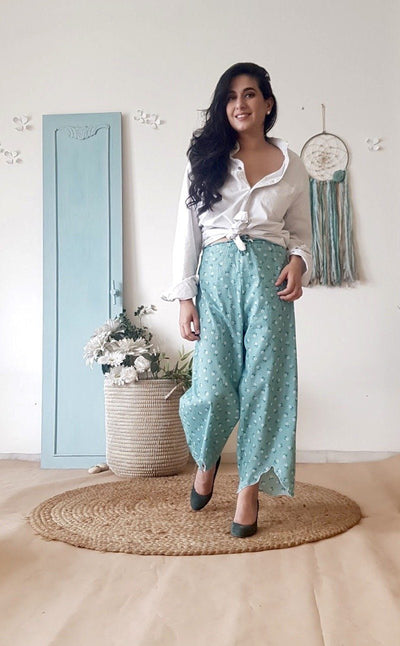 BLUE PRINTED PANT - Naaz By Noor