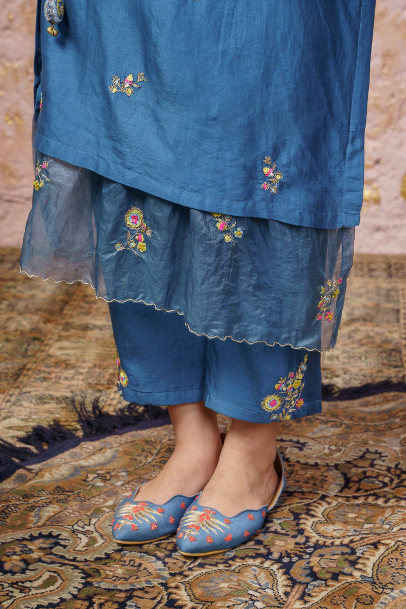 Bluesteel kurta Set With Dupatta - Naaz By Noor