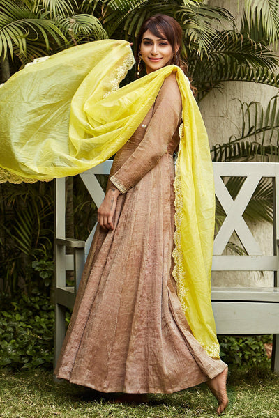 Brown Anarkali - Naaz By Noor