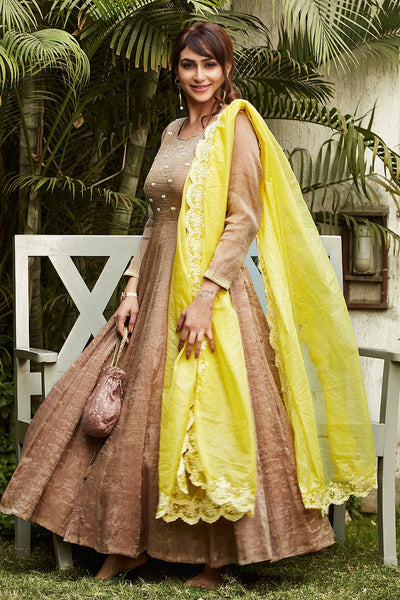 Brown Anarkali - Naaz By Noor