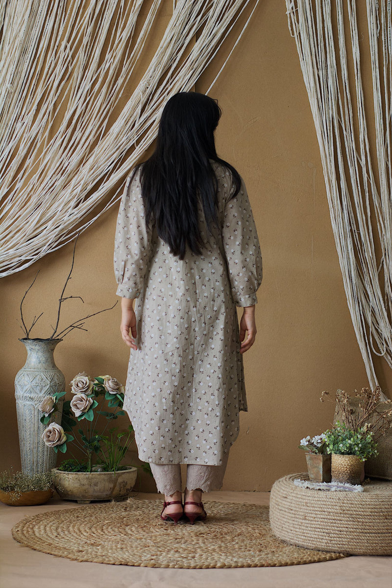 CAPPUCCINO ROSE KURTA AND PANT SET - Naaz By Noor