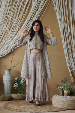 CAPPUCCINO ROSE PEPLUM OUTFIT( WITHOUT DUPATTA) - Naaz By Noor