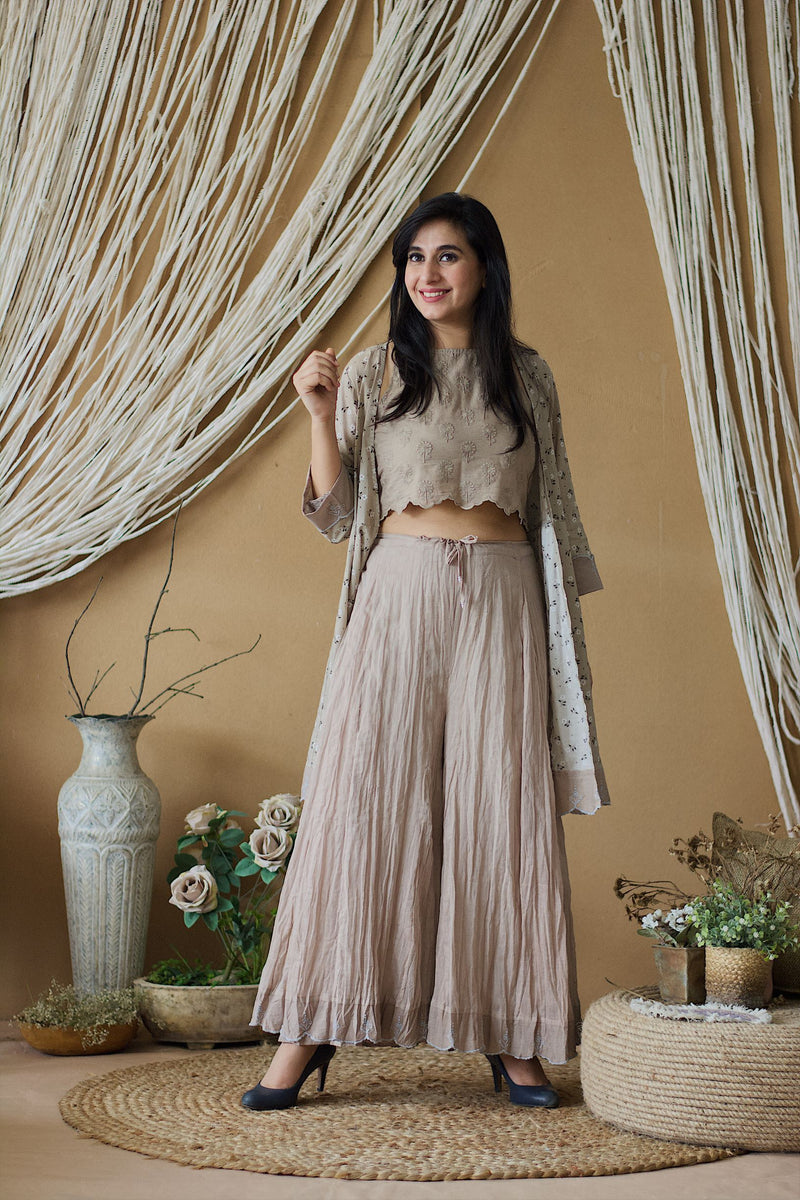 CAPPUCCINO ROSE PEPLUM OUTFIT( WITHOUT DUPATTA) - Naaz By Noor