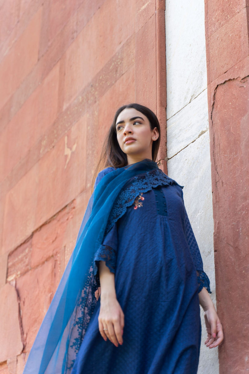 CLASSIC BLUE ENSEMBLE-SET OF 3 Naaz By Noor 
