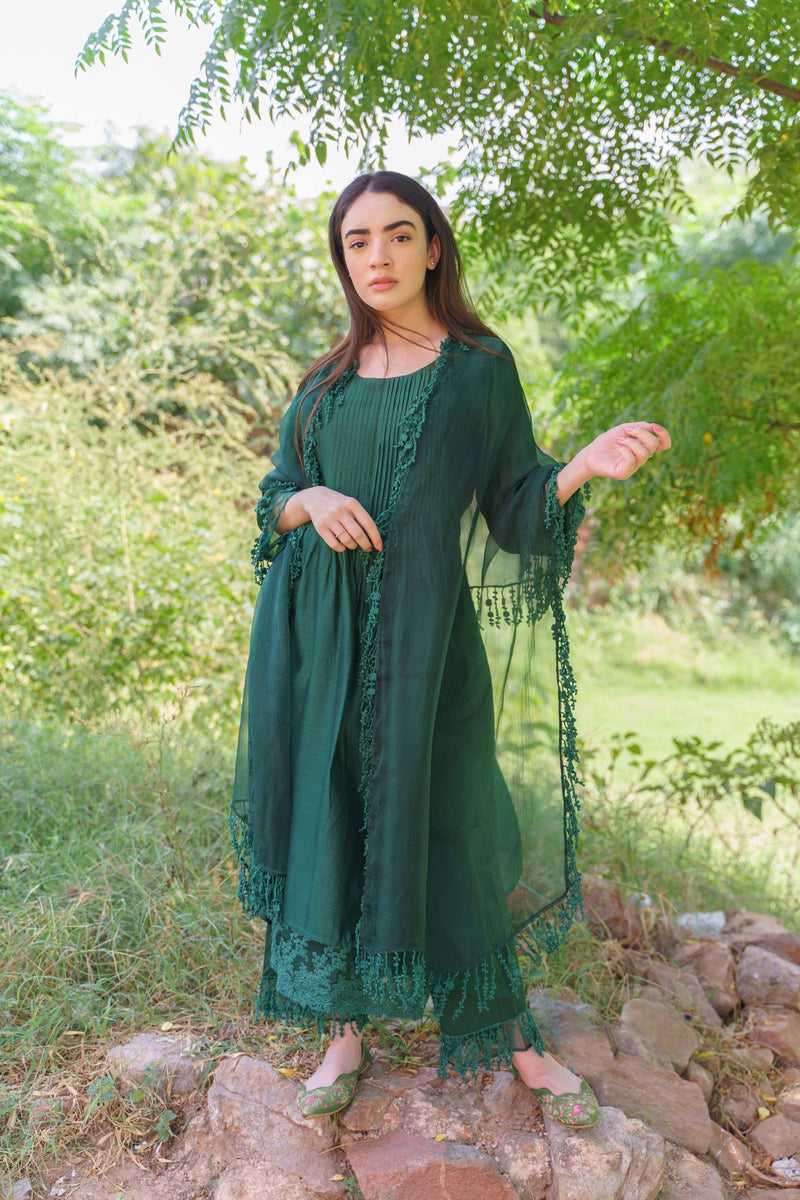 CLASSIC GREEN ENSEMBLE-SET OF 3 Naaz By Noor 
