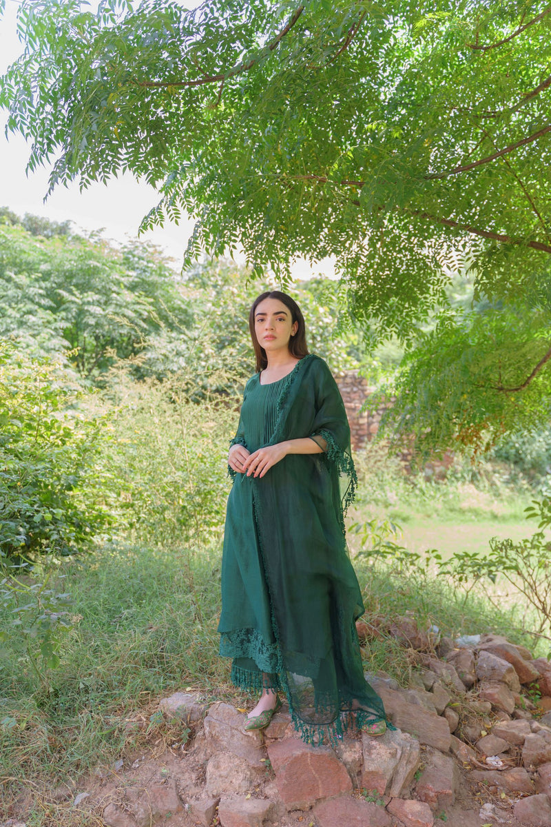 CLASSIC GREEN ENSEMBLE-SET OF 3 Naaz By Noor 