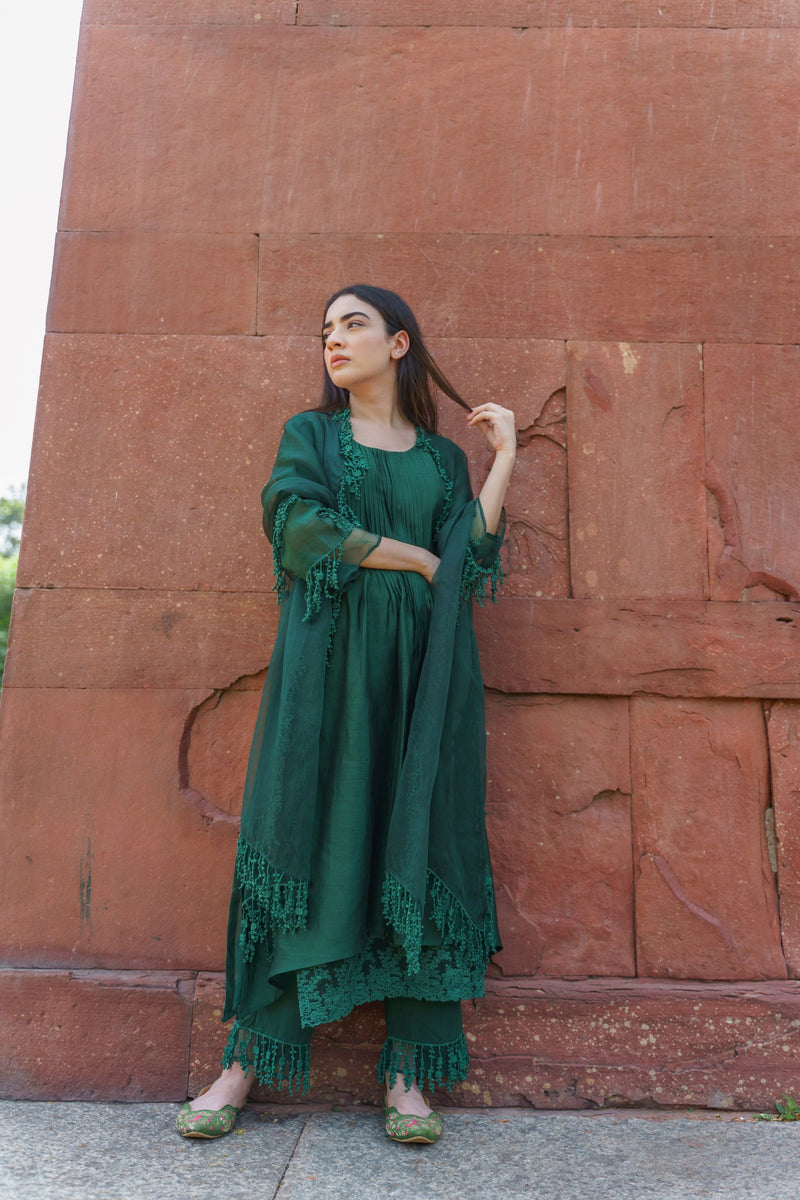 CLASSIC GREEN ENSEMBLE-SET OF 3 Naaz By Noor 