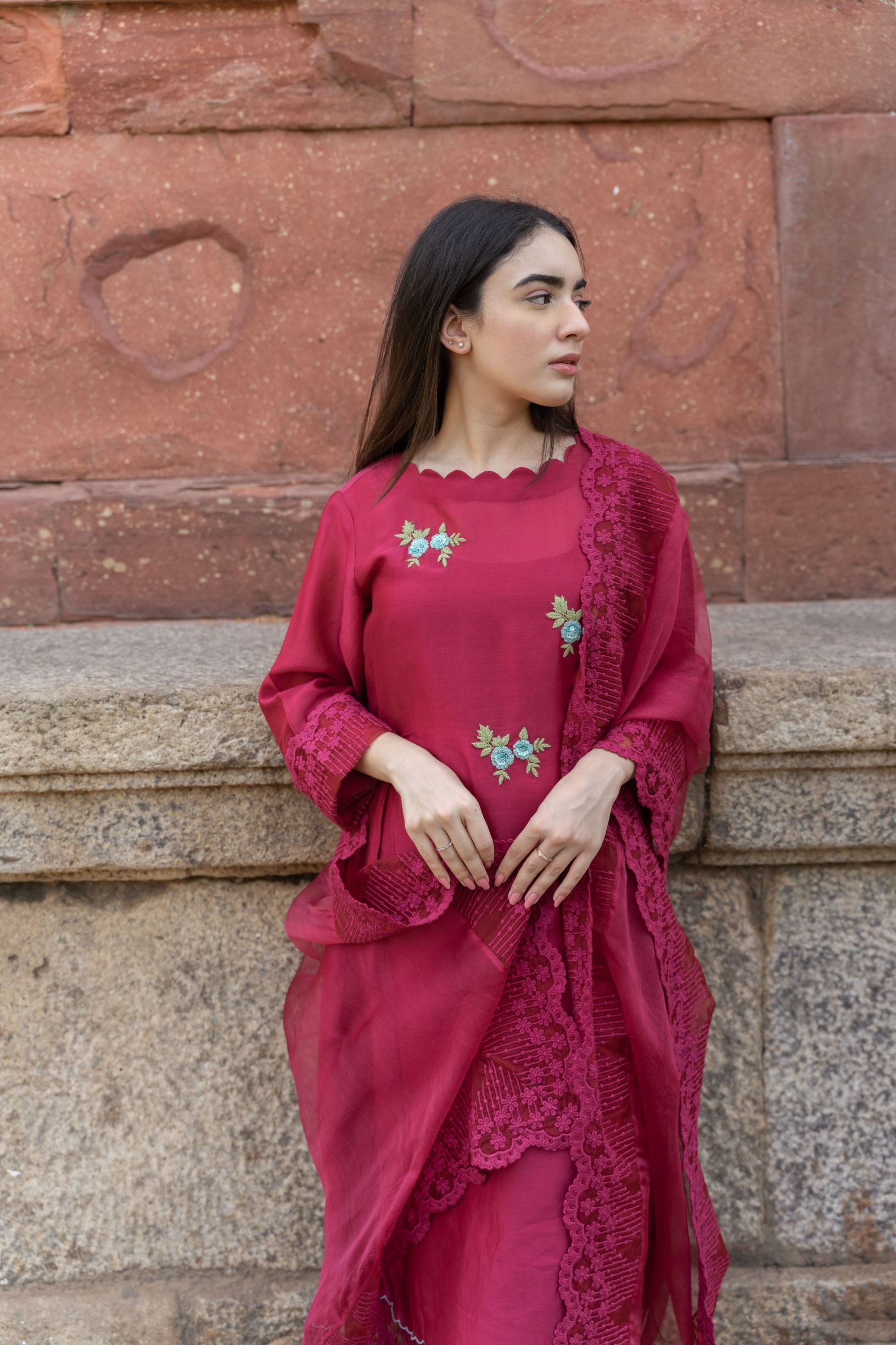CLASSIC MAGENTA ENSEMBLE- SET OF 3 Naaz By Noor 