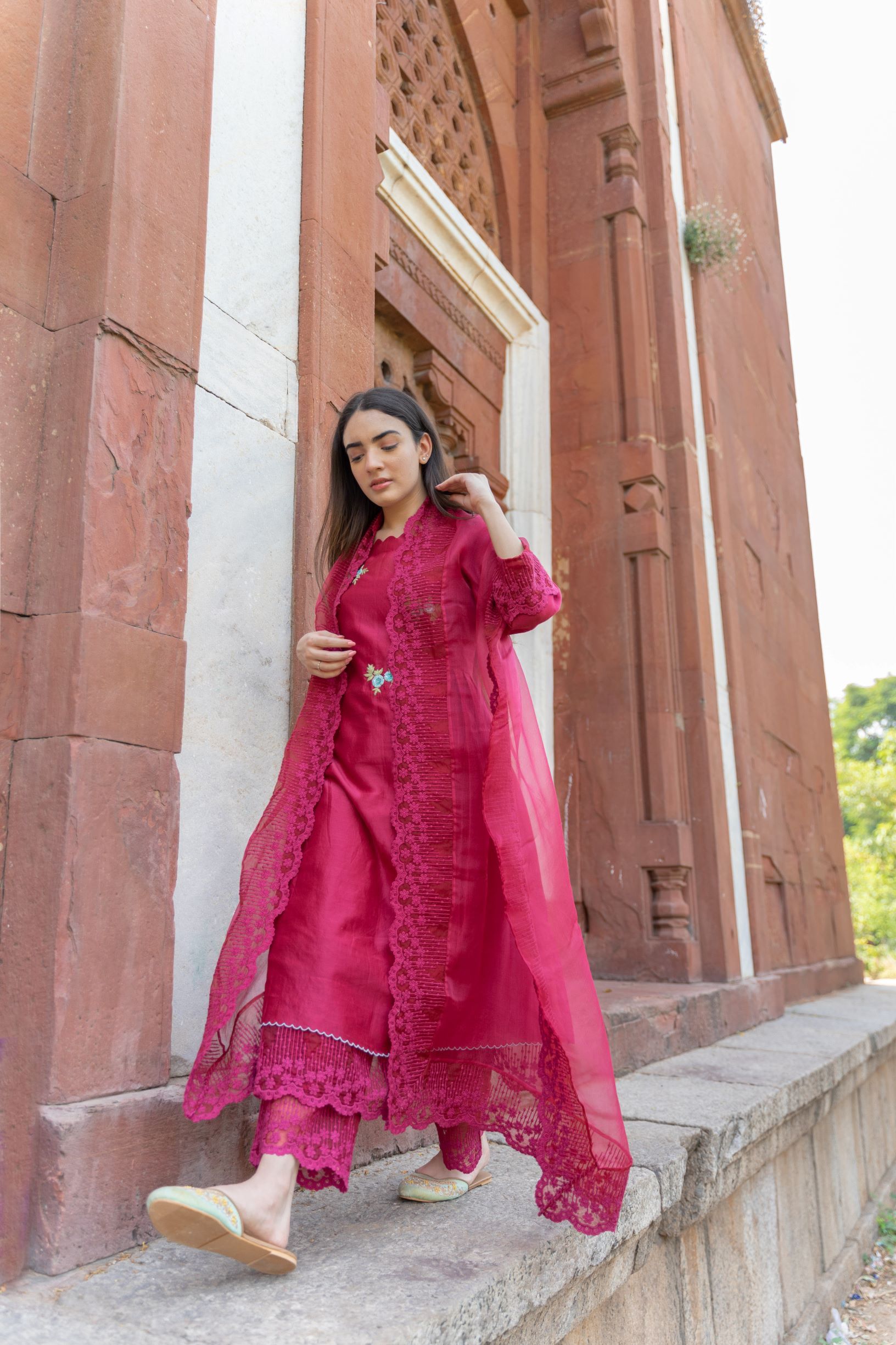 CLASSIC MAGENTA ENSEMBLE- SET OF 3 Naaz By Noor 