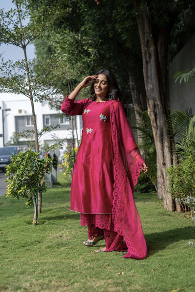 CLASSIC MAGENTA ENSEMBLE- SET OF 3 Naaz By Noor 