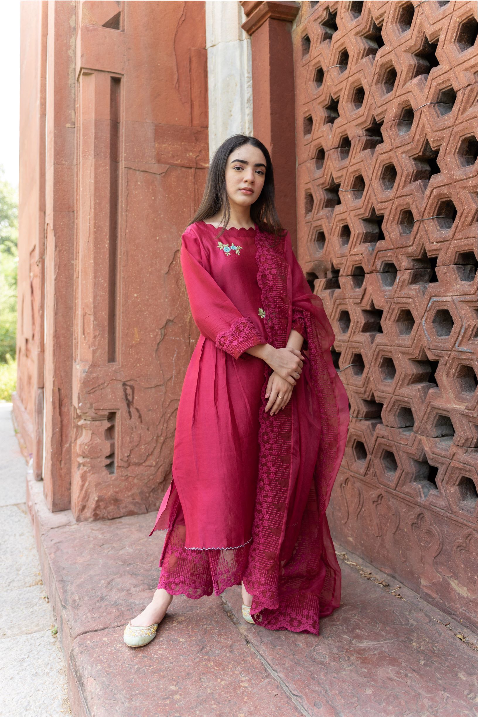 CLASSIC MAGENTA ENSEMBLE- SET OF 3 Naaz By Noor 
