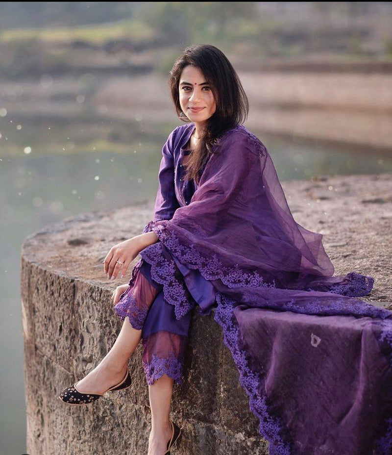 CLASSIC PURPLE ENSEMBLE -SET OF 3 Naaz By Noor 