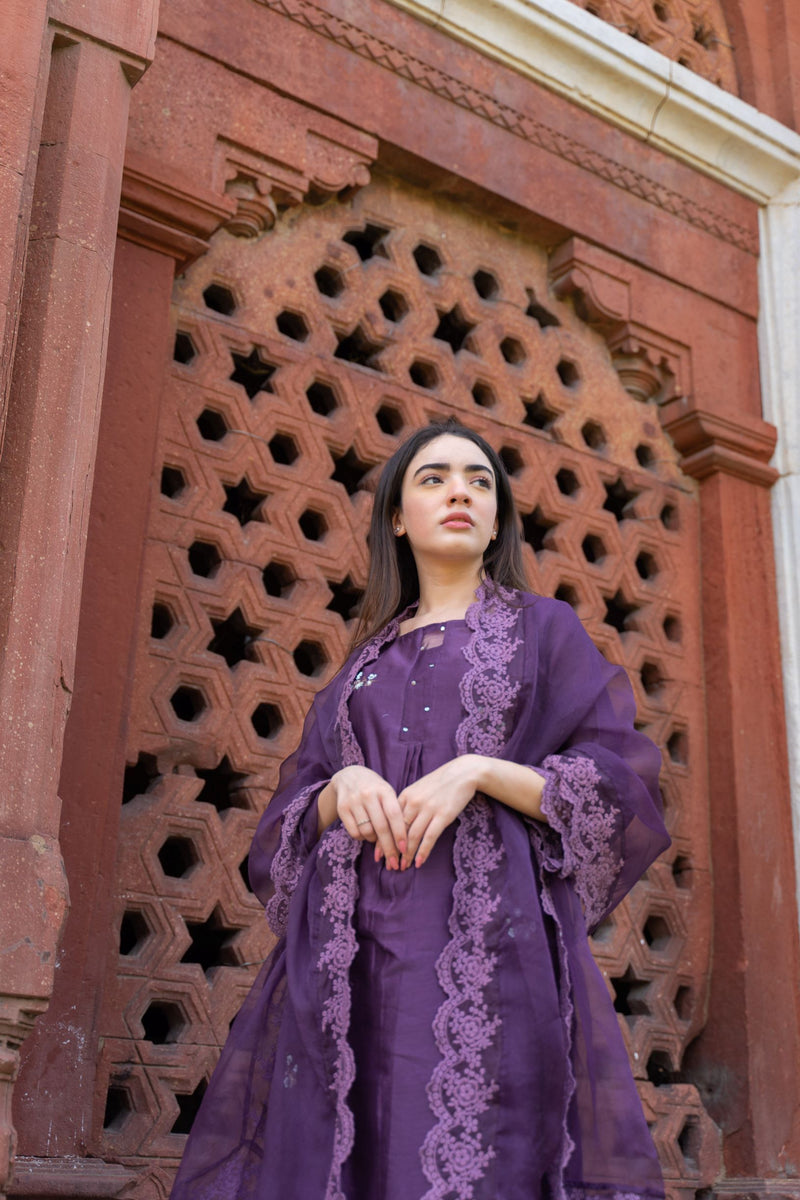 CLASSIC PURPLE ENSEMBLE -SET OF 3 Naaz By Noor 